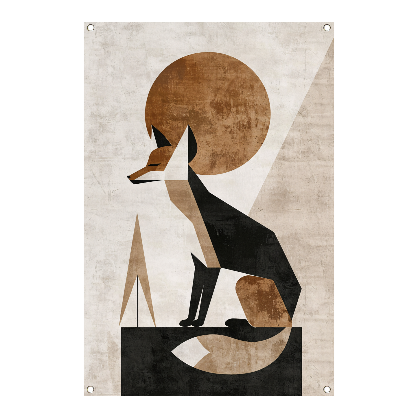 Minimalistische Vos in Geometrische Harmonie tuinposter