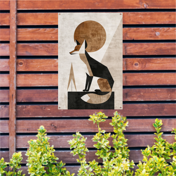 Minimalistische Vos in Geometrische Harmonie tuinposter