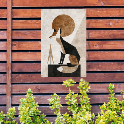Minimalistische Vos in Geometrische Harmonie tuinposter