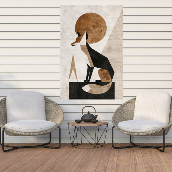 Minimalistische Vos in Geometrische Harmonie tuinposter