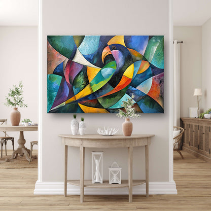Abstract kunstwerk van kleurrijke papegaai poster