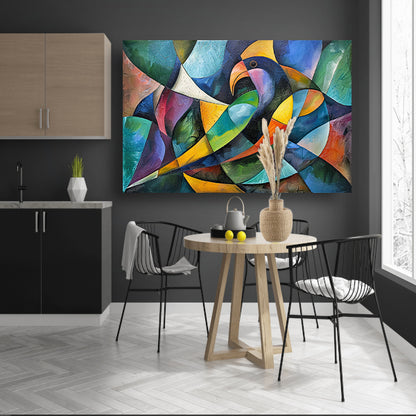 Abstract kunstwerk van kleurrijke papegaai canvas