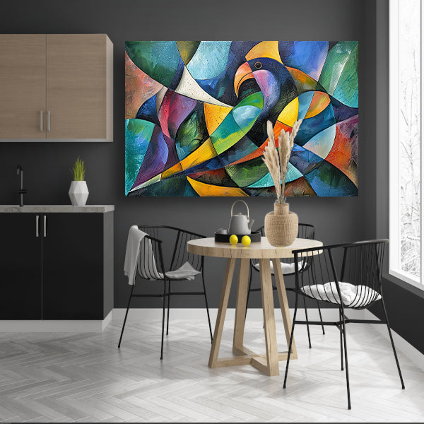 Abstract kunstwerk van kleurrijke papegaai poster