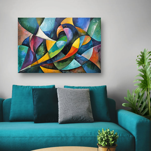 Abstract kunstwerk van kleurrijke papegaai poster