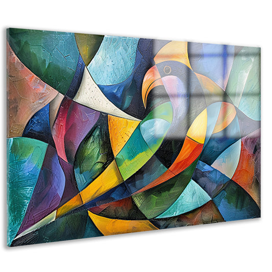 Abstract kunstwerk van kleurrijke papegaai acrylglas