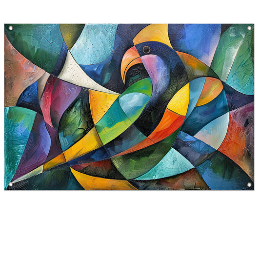 Abstract kunstwerk van kleurrijke papegaai tuinposter