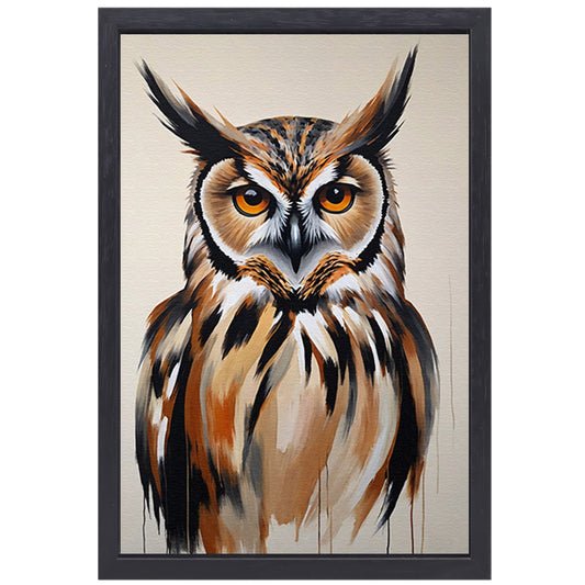 Majestic Owl in Vivid Brushstrokes canvas met baklijst