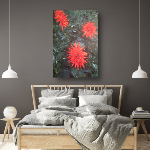 Rode cactusdahlias - Gustave Caillebotte poster