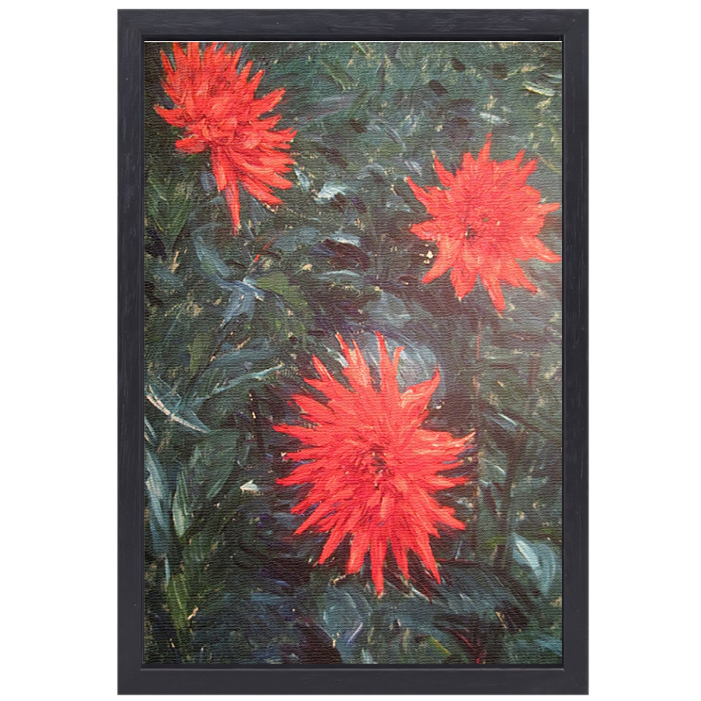 Rode cactusdahlias - Gustave Caillebotte canvas met baklijst