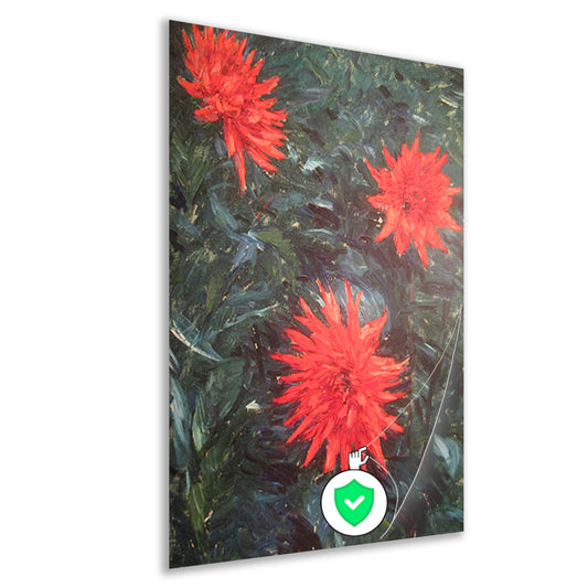 Rode cactusdahlias - Gustave Caillebotte poster