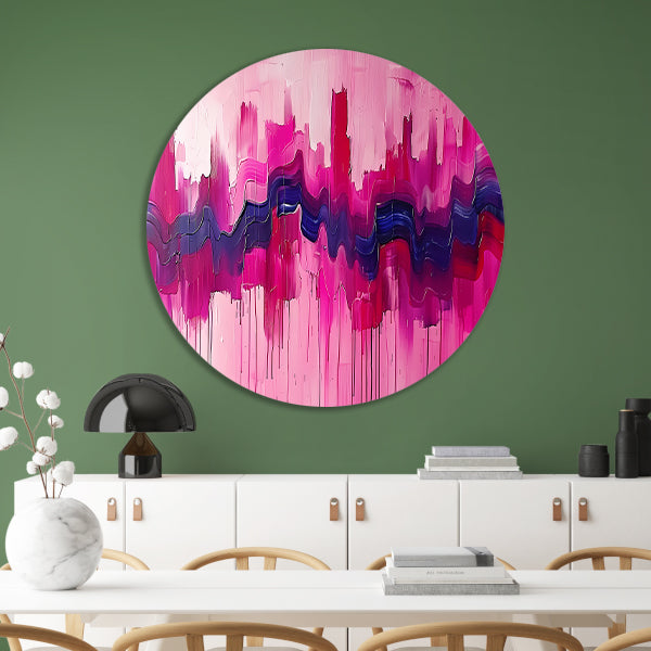 Dynamische abstracte schilderij met kleurrijke texturen aluminium muurcirkel