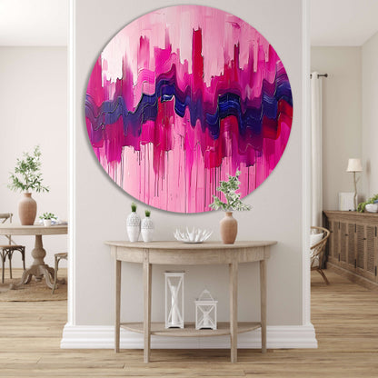 Dynamische abstracte schilderij met kleurrijke texturen aluminium muurcirkel