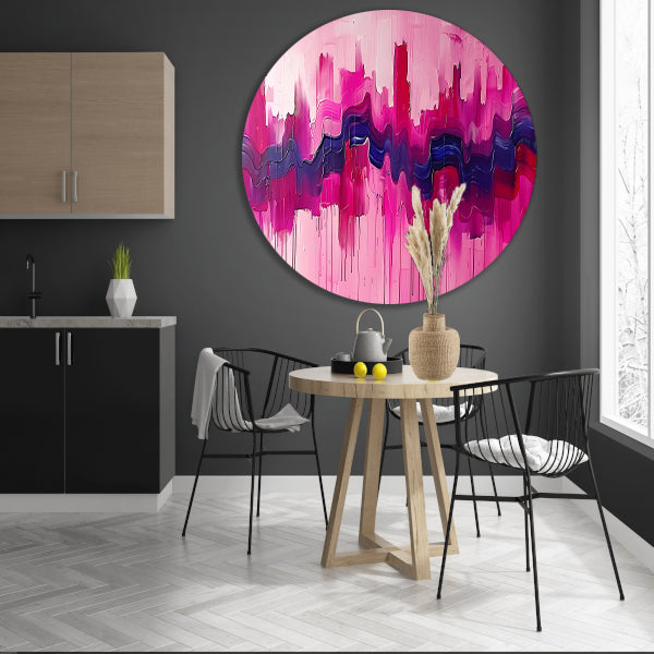 Dynamische abstracte schilderij met kleurrijke texturen aluminium muurcirkel