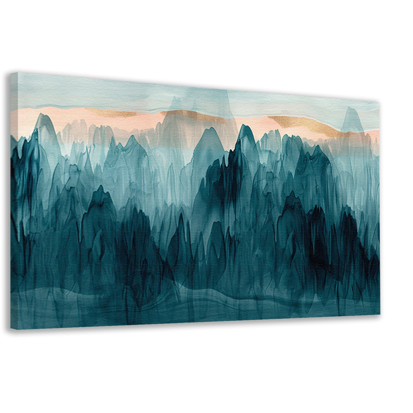 Abstracte bergen in blauw en turquoise canvas
