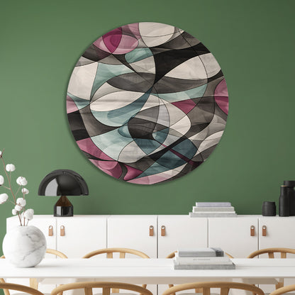Kleurrijke moderne abstracte kunst met vormen aluminium muurcirkel