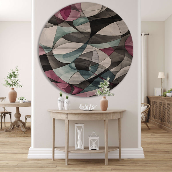 Kleurrijke moderne abstracte kunst met vormen aluminium muurcirkel