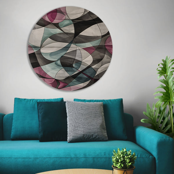 Kleurrijke moderne abstracte kunst met vormen aluminium muurcirkel