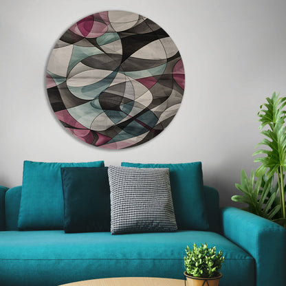 Kleurrijke moderne abstracte kunst met vormen aluminium muurcirkel