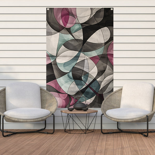 Kleurrijke moderne abstracte kunst met vormen tuinposter