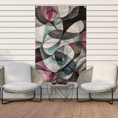 Kleurrijke moderne abstracte kunst met vormen tuinposter