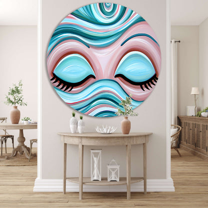 Abstracte kunst van gesloten ogen met golven forex muurcirkel