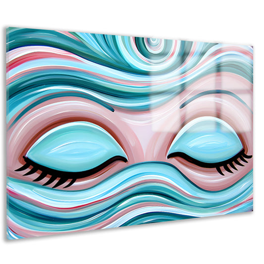 Abstracte kunst van gesloten ogen met golven acrylglas