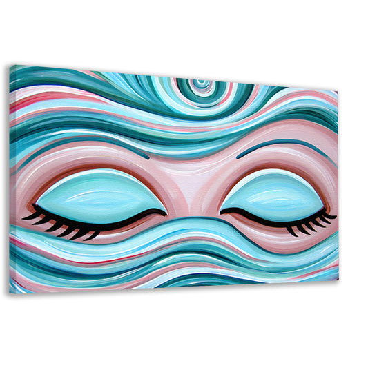 Abstracte kunst van gesloten ogen met golven canvas