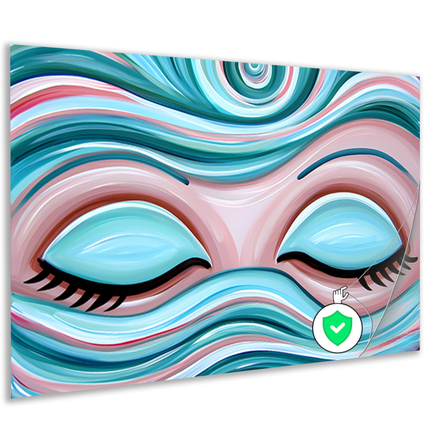 Abstracte kunst van gesloten ogen met golven poster