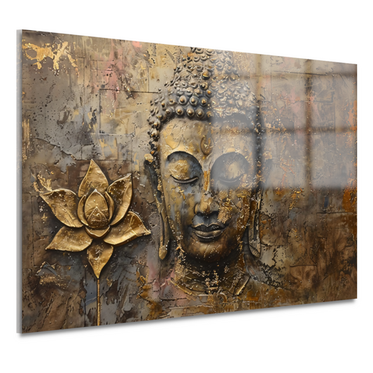 Gouden Boeddha met Lotus in Art Nouveau Stijl acrylglas