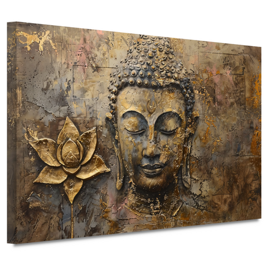 Gouden Boeddha met Lotus in Art Nouveau Stijl canvas