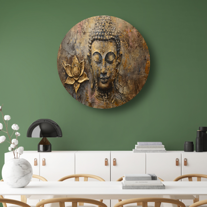 Gouden Boeddha met Lotus in Art Nouveau Stijl forex muurcirkel