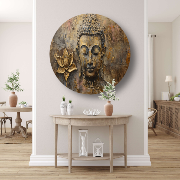 Gouden Boeddha met Lotus in Art Nouveau Stijl forex muurcirkel
