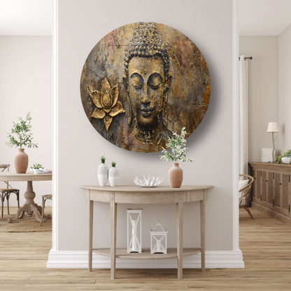 Gouden Boeddha met Lotus in Art Nouveau Stijl forex muurcirkel