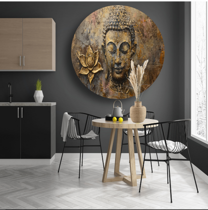 Gouden Boeddha met Lotus in Art Nouveau Stijl forex muurcirkel