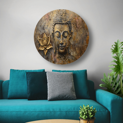 Gouden Boeddha met Lotus in Art Nouveau Stijl forex muurcirkel