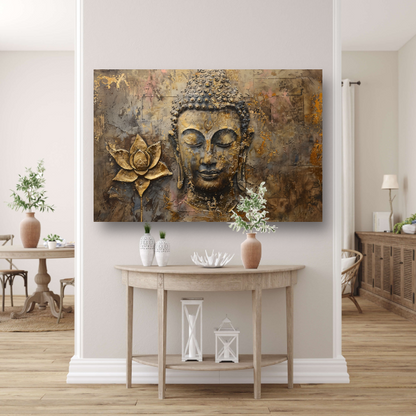 Gouden Boeddha met Lotus in Art Nouveau Stijl acrylglas