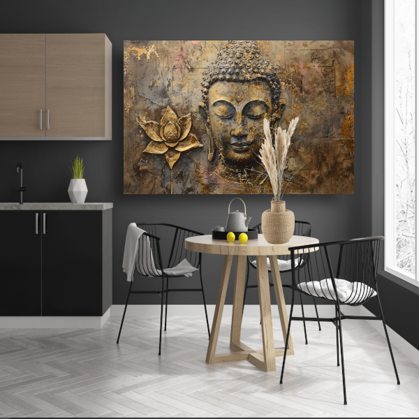 Gouden Boeddha met Lotus in Art Nouveau Stijl poster