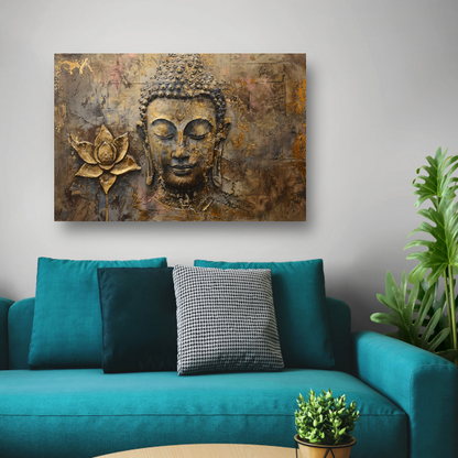 Gouden Boeddha met Lotus in Art Nouveau Stijl poster