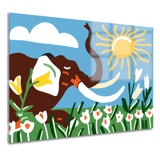 Vrolijke olifant onder een heldere zon acrylglas