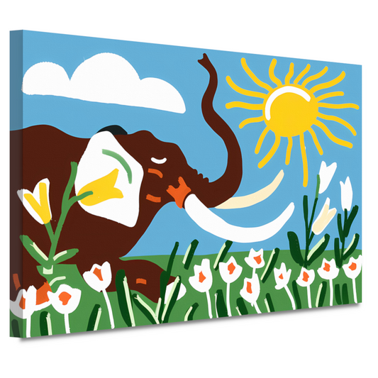 Vrolijke olifant onder een heldere zon canvas
