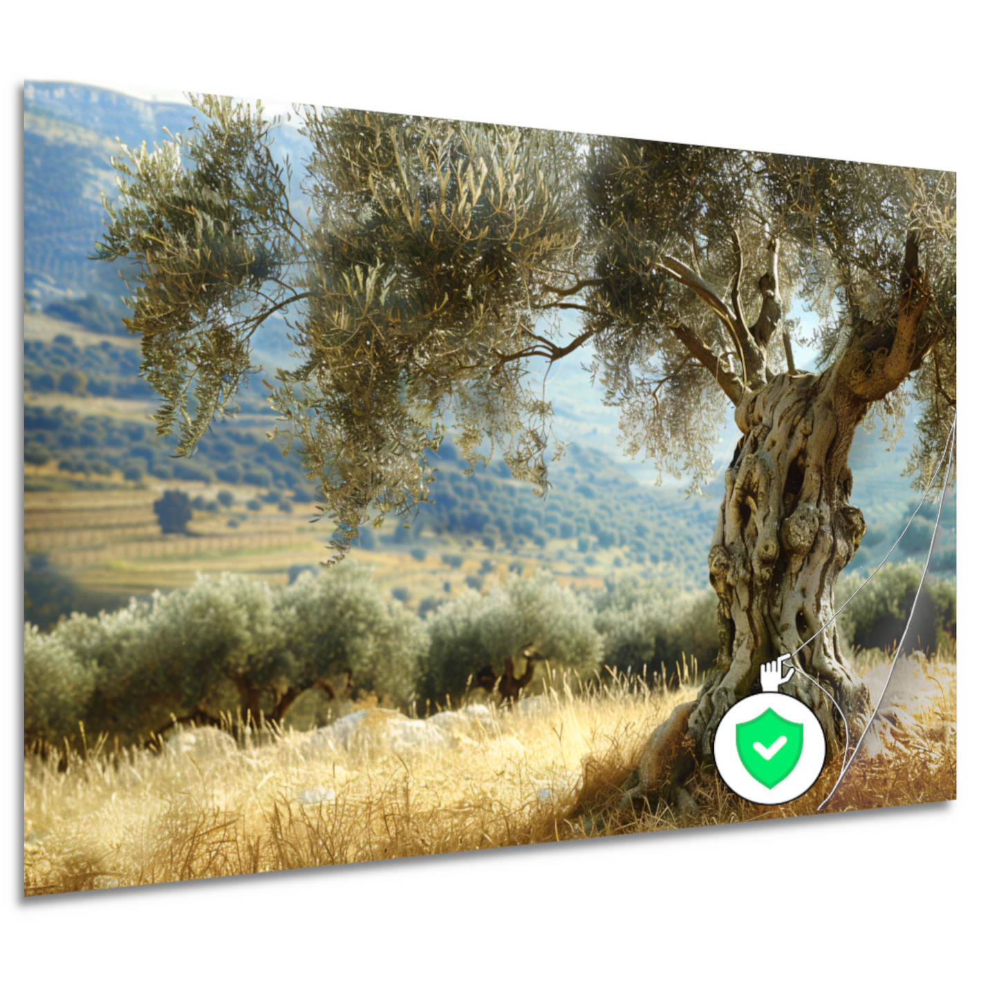 Eenzame boom in impressionistisch landschap poster