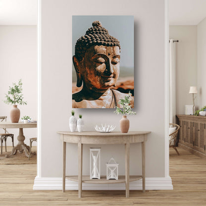 Rustgevende Boeddha Beeld in Sepia   acrylglas