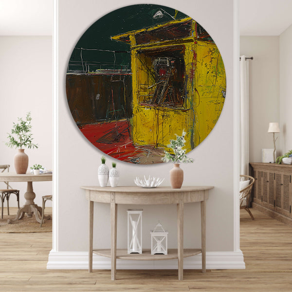 Abstract schilderij van een gereedschaphok forex muurcirkel