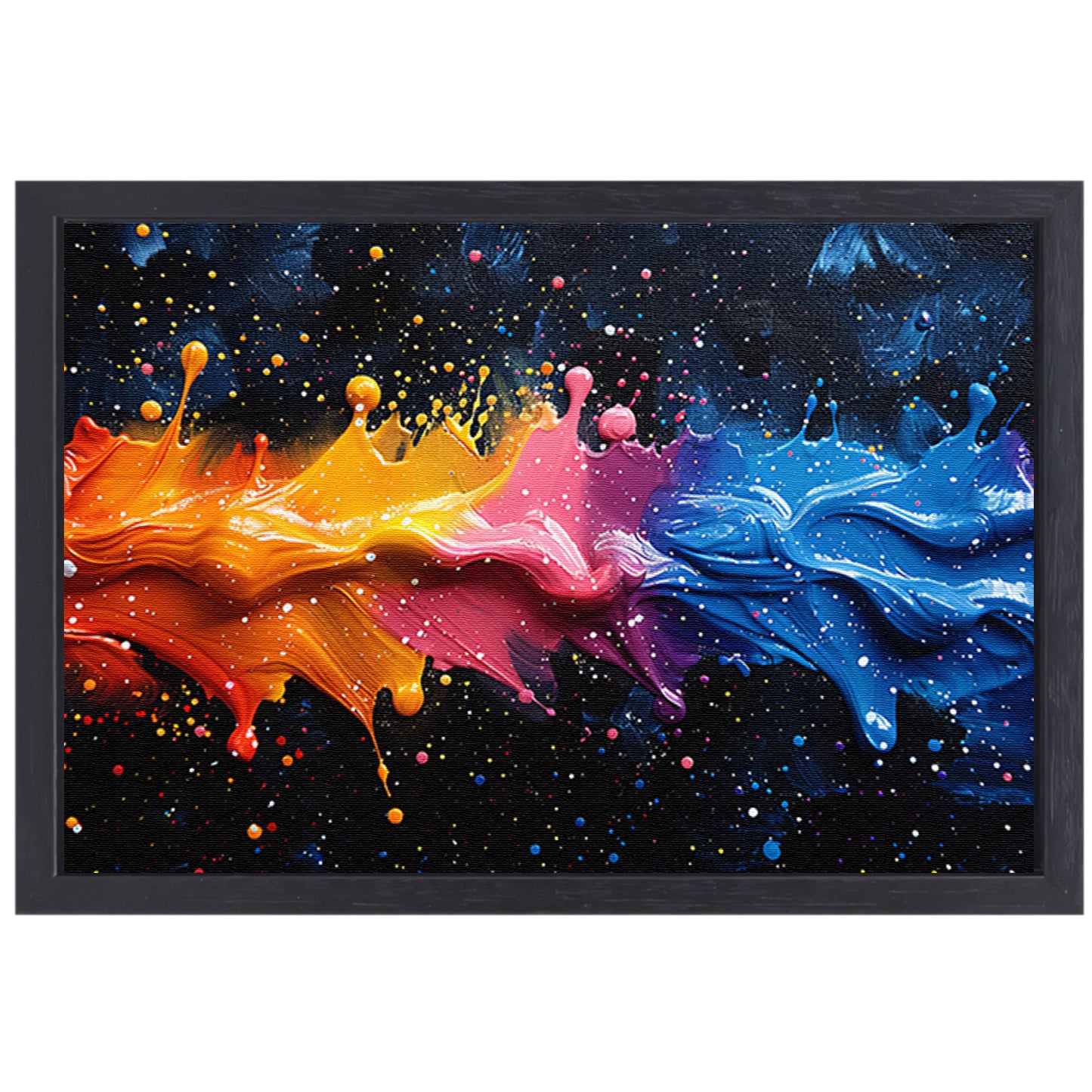 Abstract kleurenexplosie canvas met baklijst