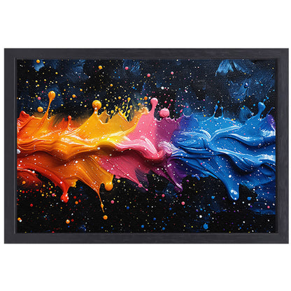 Abstract kleurenexplosie canvas met baklijst