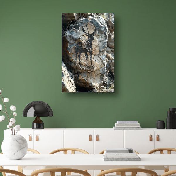 Hert Geportretteerd op Gevlekte Rots canvas
