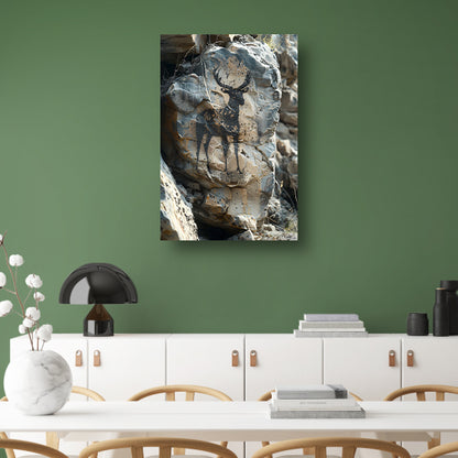 Hert Geportretteerd op Gevlekte Rots canvas
