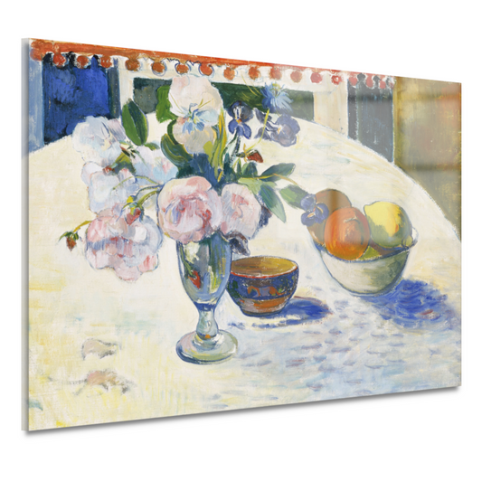 Bloemen en een fruitschaal op tafel - Paul Gauguin acrylglas