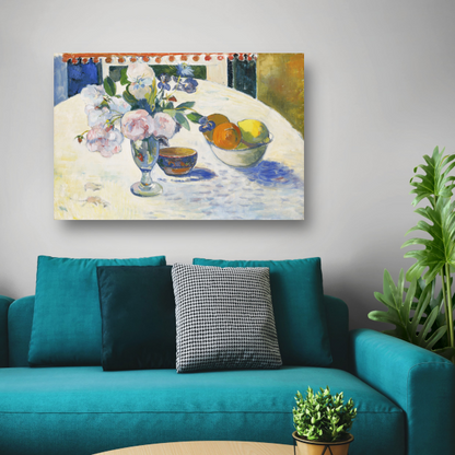 Bloemen en een fruitschaal op tafel - Paul Gauguin acrylglas