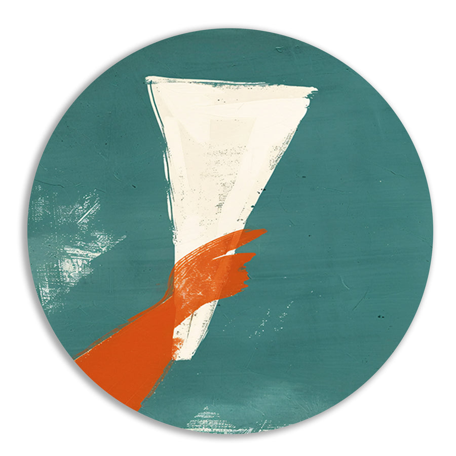 Abstract Rode Hand met Papier forex muurcirkel